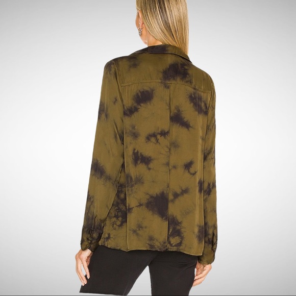 YFB Fern Vancouver Wash Susan Satin Button Down In Dark Green S - Picture 4 of 9